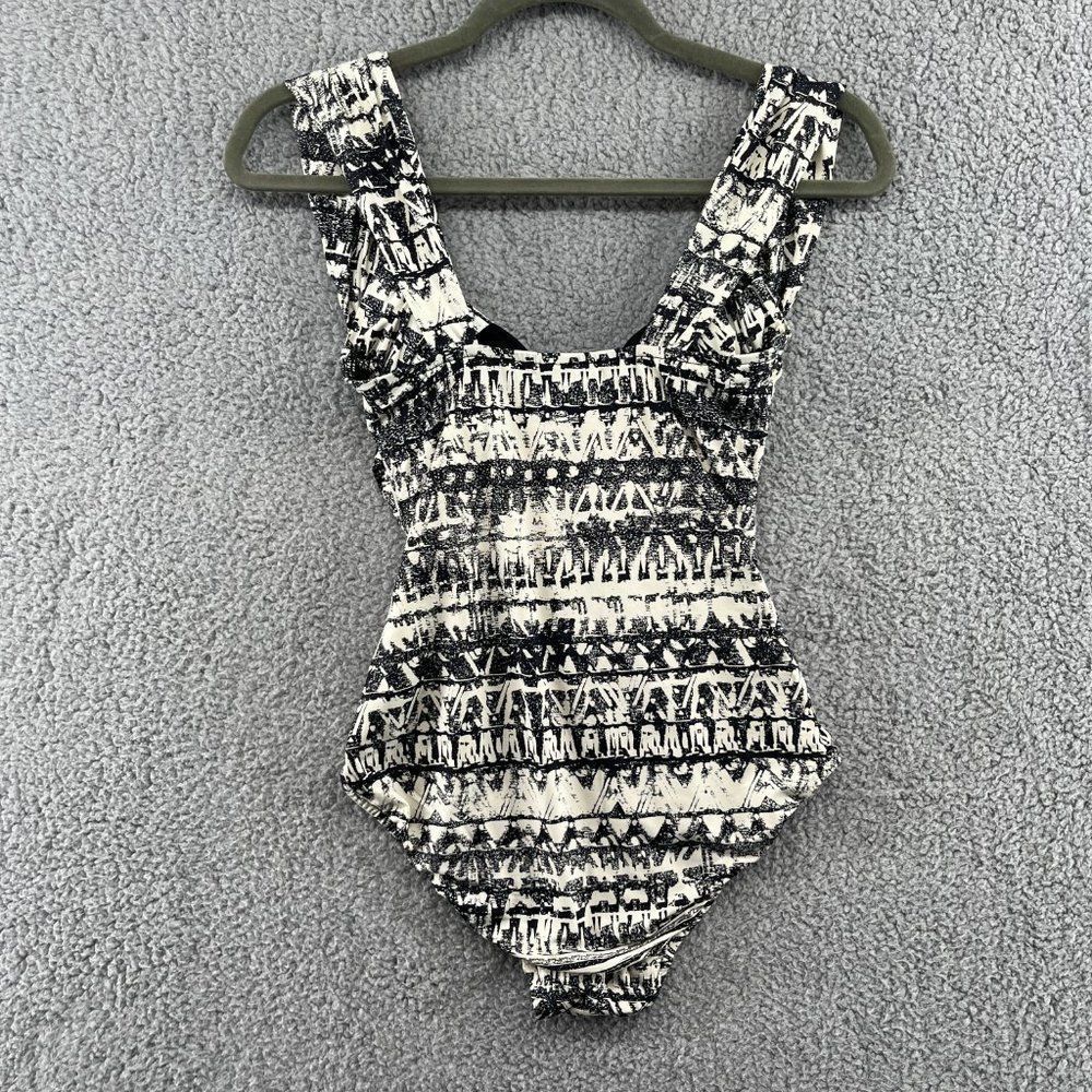 Badgley Mischka Black and White Patterned One-Piece Swimsuit. Stunning! Size 6 - Picture 6 of 14
